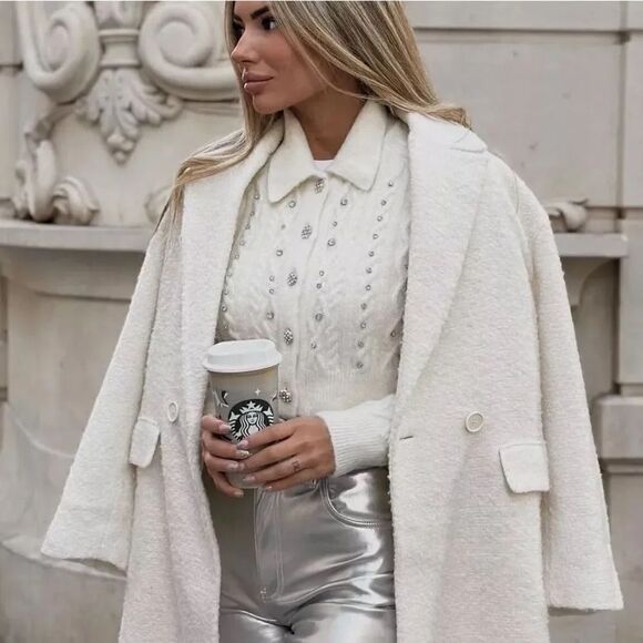 ZARA RHINESTONE KNIT CARDIGAN - Picture 6 of 12